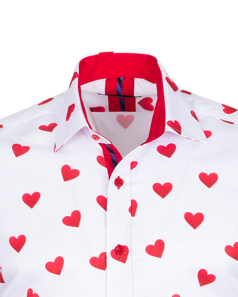 White Heart Print Shirt