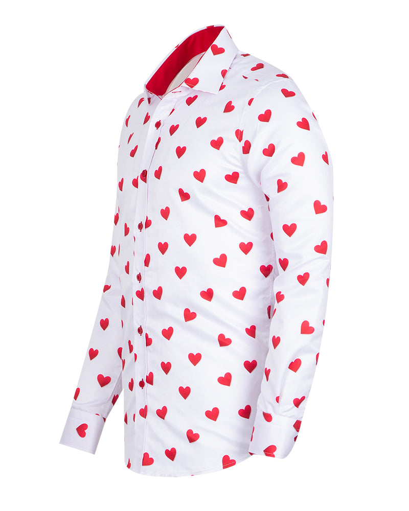 White Heart Print Shirt