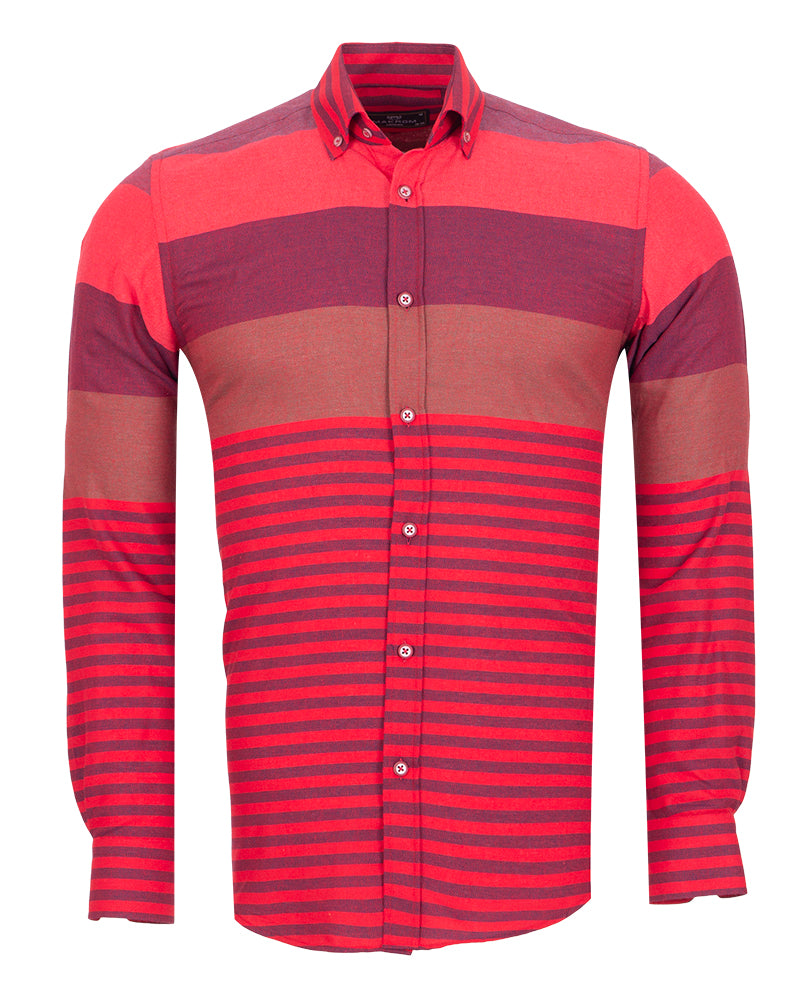 Red Front Row Striped Print Shirt