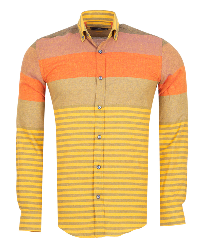 Yellow Front Row Striped Print Shirt