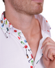 White Guitar Colourful Print on Collar & Cuff Men's Shirt