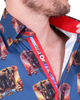Blue Mammoth Print Shirt with Matching Handkerchief