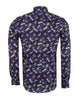 Purple Dragonfly Print Shirt with Matching Handkerchief