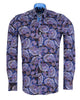 Dark Blue Paisley Print Shirt with Matching Handkerchief