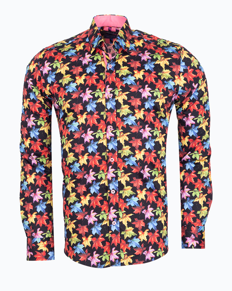 Sycamore Leaf Print Shirt with Matching Handkerchief