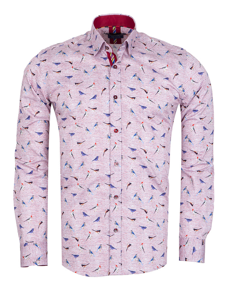 Bird Print Shirt with Matching Handkerchief
