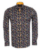 Black Cocktail Print Shirt with Matching Handkerchief