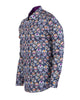 Blue day of the dead Skull Print Shirt with Matching Handkerchief