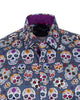 Blue day of the dead Skull Print Shirt with Matching Handkerchief