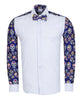 Skull Print Tuxedo Shirt Plain Front Panel