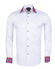 White Fashion Shirt with Stripe Collar Tip Design