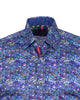 Dark Blue Paisley Print Men's Shirt with Matching Handkerchief