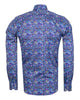Dark Blue Paisley Print Men's Shirt with Matching Handkerchief