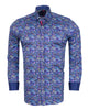Dark Blue Paisley Print Men's Shirt with Matching Handkerchief