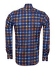 Dark Blue Flannel Print Men's Shirt with Matching Handkerchief