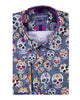 Blue day of the dead Skull Print Shirt with Matching Handkerchief
