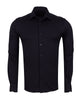 Black Cotton Plain Muscle fit Stretch Shirt