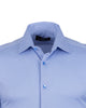 Blue Cotton Plain Muscle fit Stretch Shirt