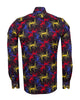 Black Paint Splatter Print Men's Shirt with Matching Handkerchief