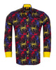 Black Paint Splatter Print Men's Shirt with Matching Handkerchief