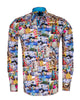 Colourful Coastal Print Men's Shirt with Matching Handkerchief