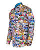 Colourful Coastal Print Men's Shirt with Matching Handkerchief