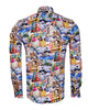 Colourful Coastal Print Men's Shirt with Matching Handkerchief