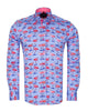 Blue Flamingo Print Men's Shirt with Matching Handkerchief