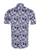 Blue Stripe Guitar and Skull Print Short Sleeve Shirt