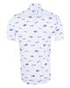 Vintage Car and Airplane Print Short Sleeve Shirt