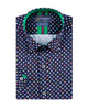 Dark Blue Colourful Polka Print Short Sleeve Shirt