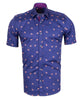 Dark Blue Crab Print Short Sleeve Shirt