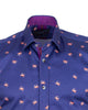 Dark Blue Crab Print Short Sleeve Shirt