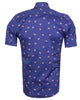 Dark Blue Crab Print Short Sleeve Shirt