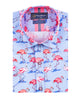 Blue Flamingo Print Short Sleeve Shirt