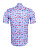 Blue Flamingo Print Short Sleeve Shirt