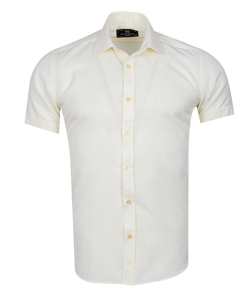 Cream Classic Plain Short Sleeve Shirt