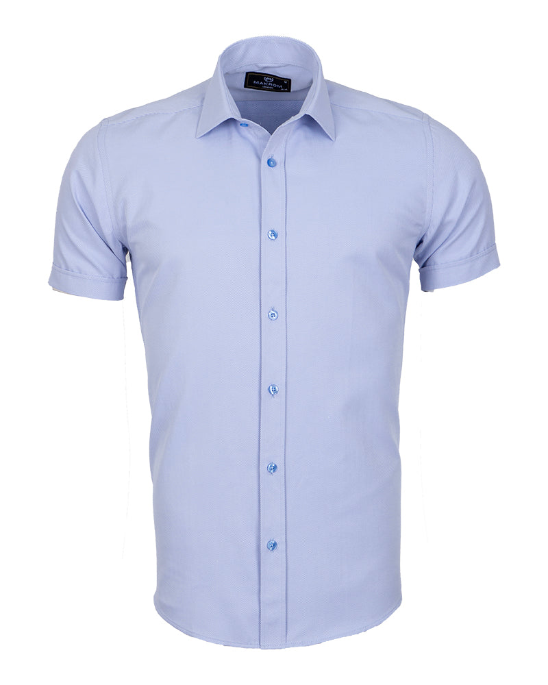 Blue Classic Plain Short Sleeve Shirt