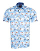 Blue Colourful Mockingbird Print Short Sleeve Shirt