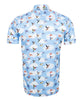 Blue Colourful Mockingbird Print Short Sleeve Shirt