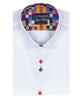 White Plain Colourful Buttons Short Sleeve Shirt