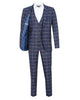 Dark Blue 3 Piece Check Suit