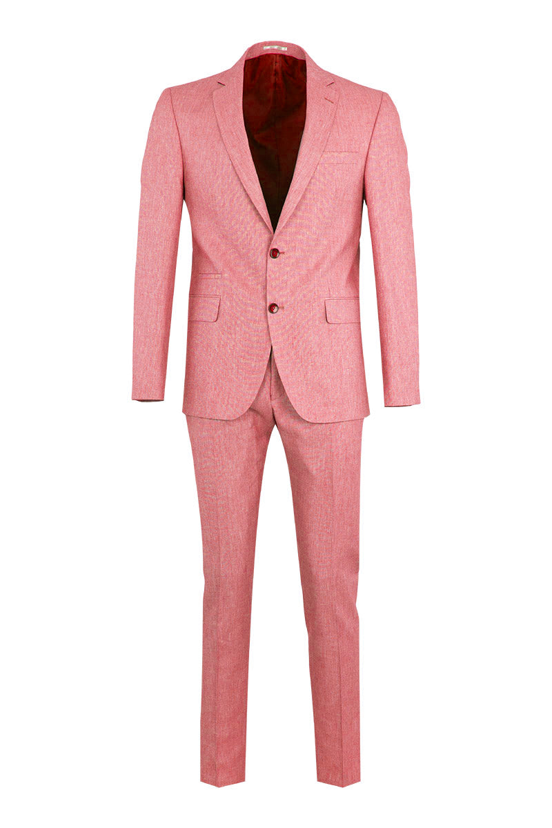 Red Linen Two Piece Suit