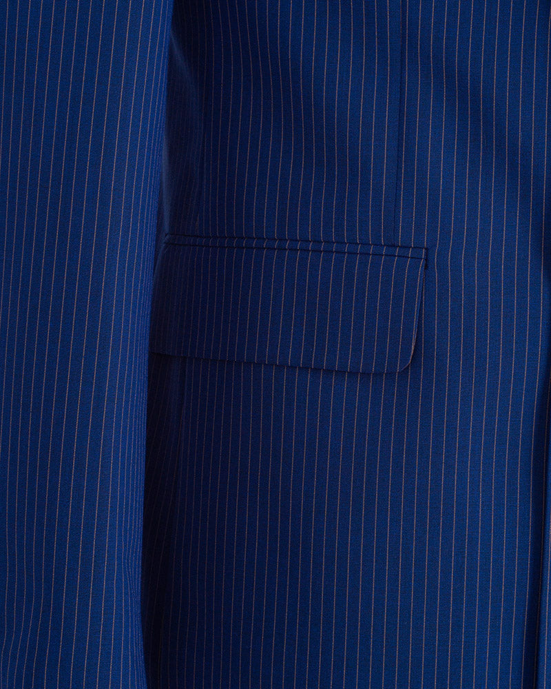 Royal Blue Two Piece Stripe Double Breasted Men's Suit
