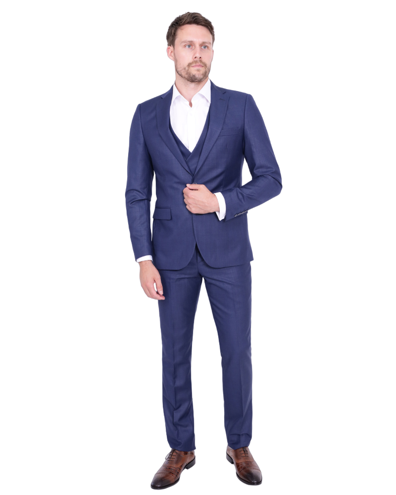 Navy Three Piece Men's Suit with Double Breasted Waistcoat