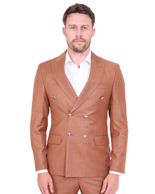 Brown Two Pieces Double Breasted Men's Suit