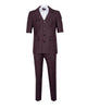 Burgundy Safari Classic Plain 2 Piece Short Sleeve Men's Suit