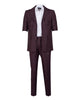 Burgundy Safari Classic Plain 2 Piece Short Sleeve Men's Suit