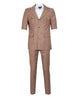 Brown Safari Classic Plain 2 Piece Short Sleeve Men's Suit