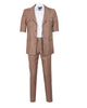 Brown Safari Classic Plain 2 Piece Short Sleeve Men's Suit